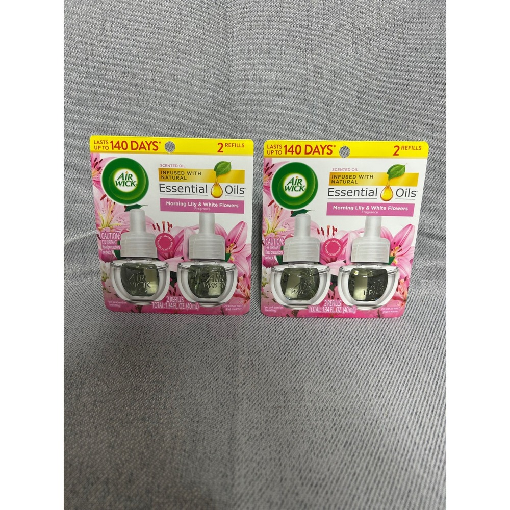 Air Wick Scented Oil Refills 4 Count Morning Lily & White Flowers Essential Oils